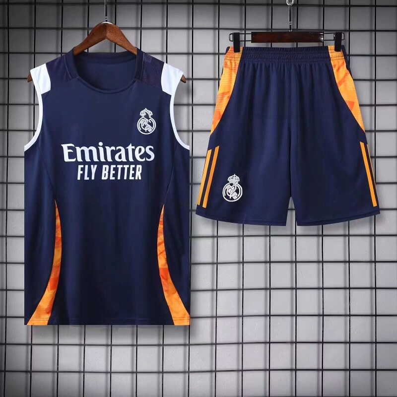 Real Madrid Classic Training jersey set Navy Sleeveless Top for Daily Styling