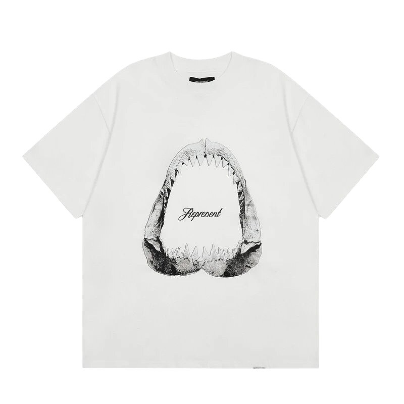 Represent Shark Jaw Print High Street Style White T-shirt
