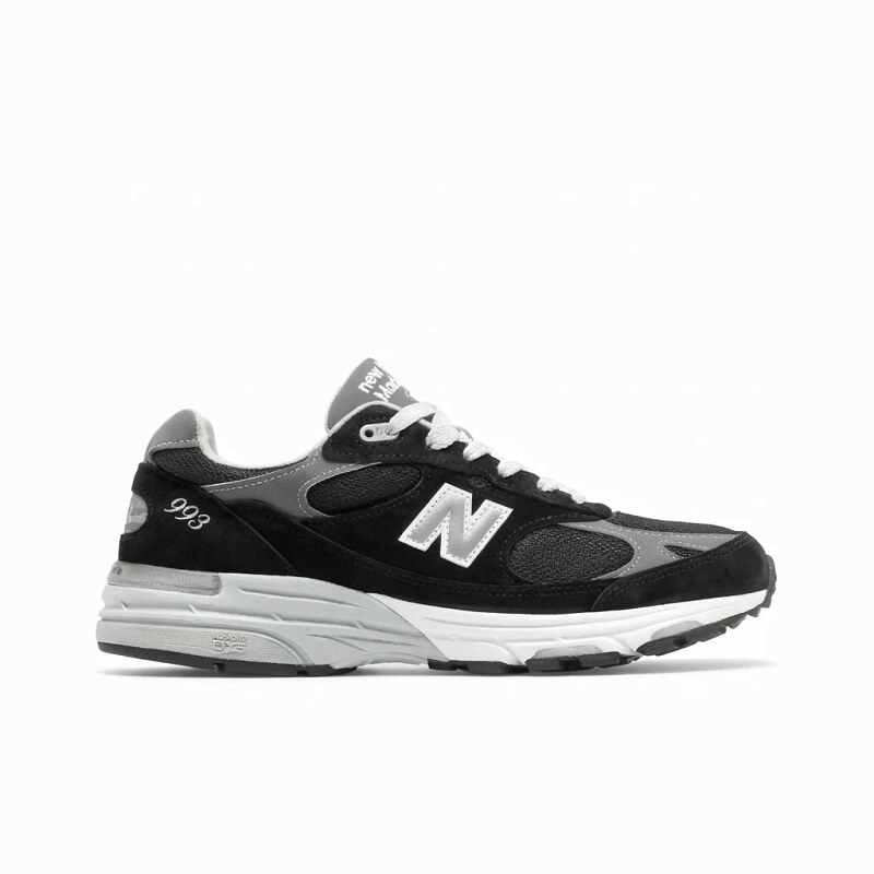 Retro-style black and gray New Balance 993 shoes
