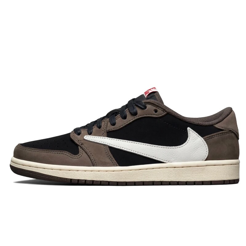 Retro-style black and grey Air Jordan 1 sneakers.