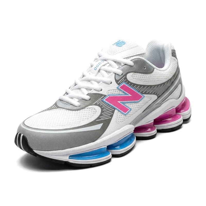 Retro style grey and white sneakers of New Balance