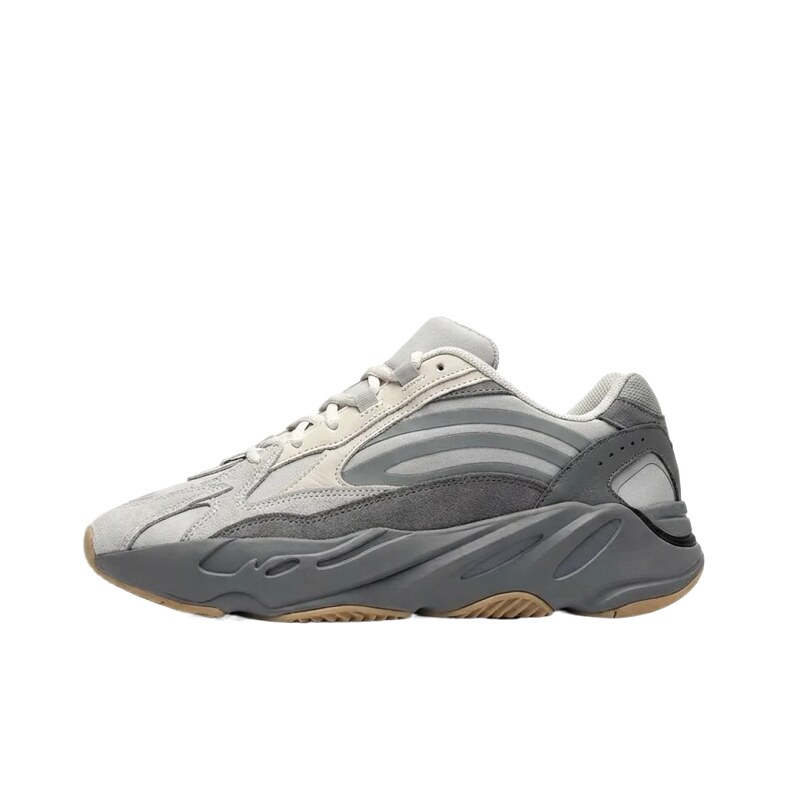 Retro - style grey Yeezy 700 sports shoes.