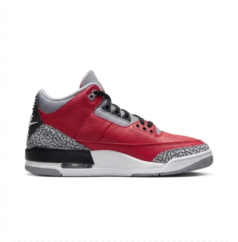 Retro-style red and gray Jordan AJ3 shoes