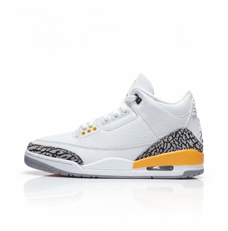 Retro-style white and orange Jordan 3 shoes