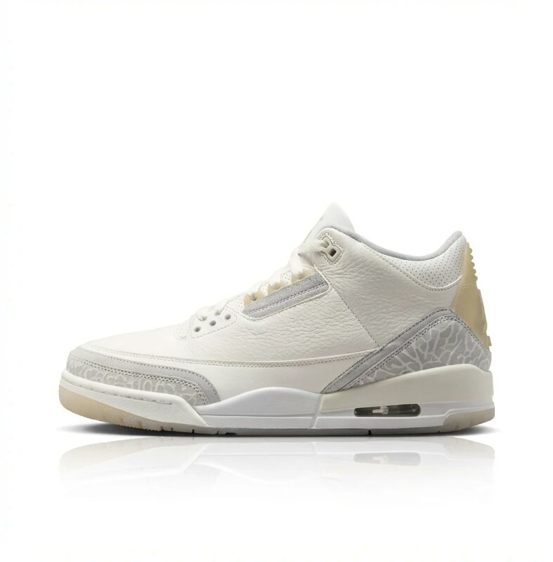Retro-style white Jordan 3 sneakers