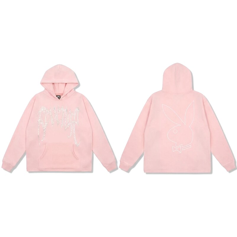 Revenge rabbit print pink hoodie