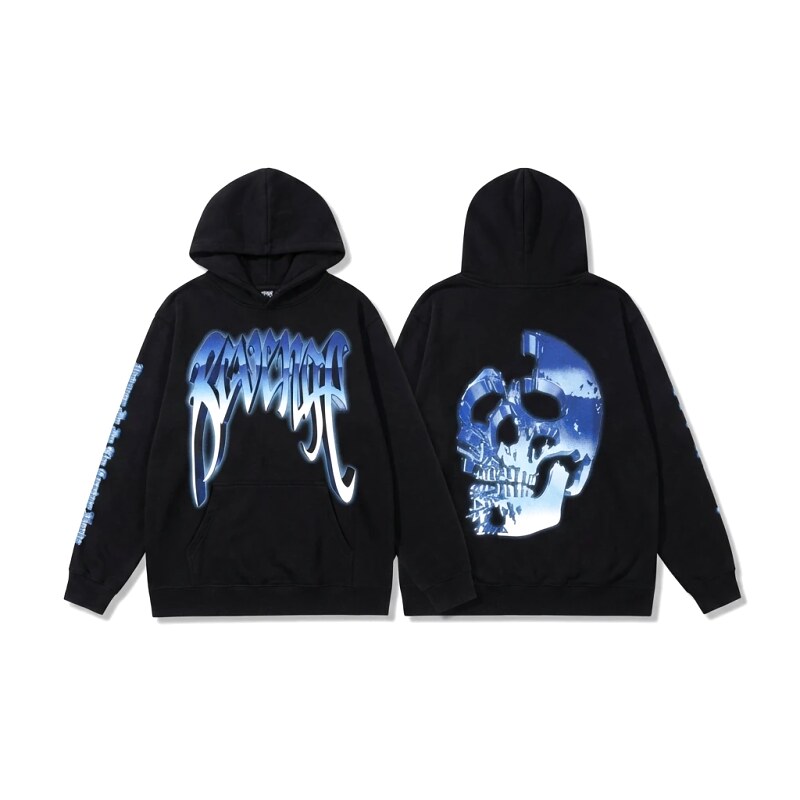 Revenge Skull Print Black Sweatshirt