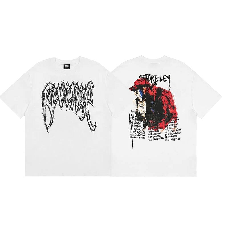 Revenge White Skull Graphic T-Shirt Clean Colorway