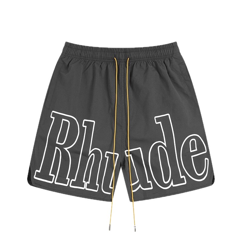 RHUDE letter-style black shorts