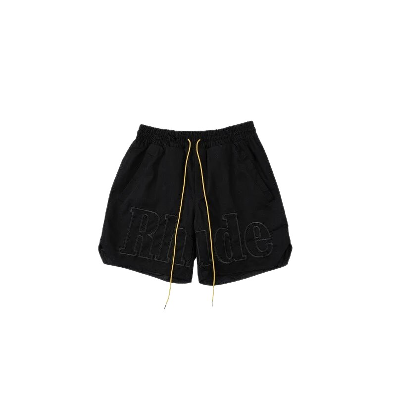 RHUDE trendy brand casual black shorts