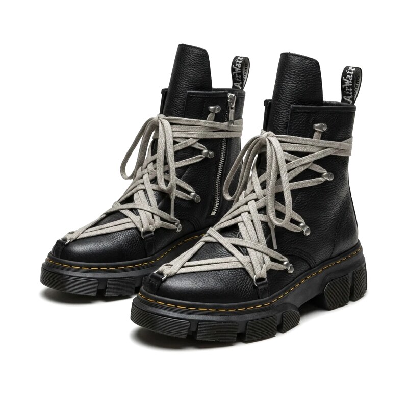 Rick Owens' dark style black lace-up boots
