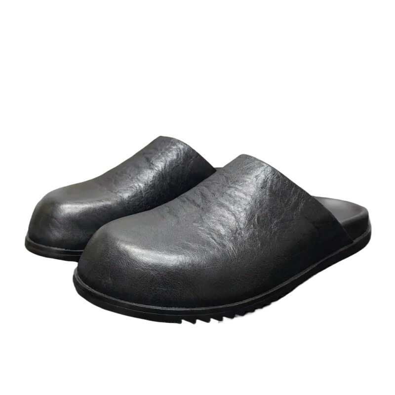 Rick Owens dark style black slippers