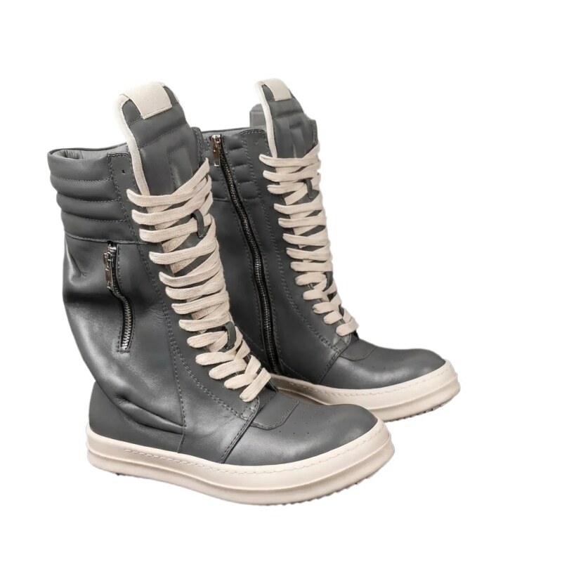 Rick Owens dark style grey high-top shoes
