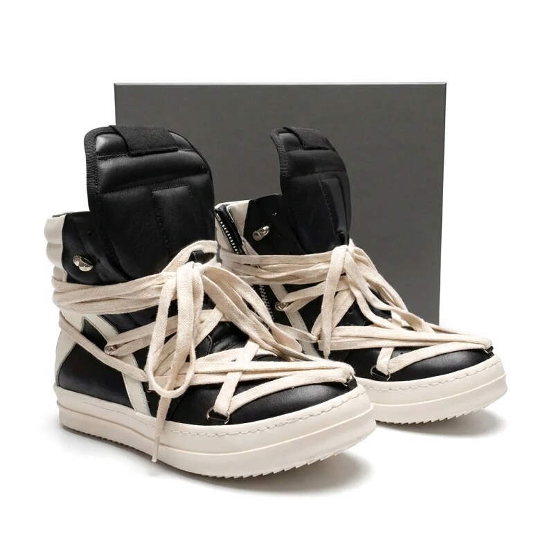Rick Owens dark style high-top shoes