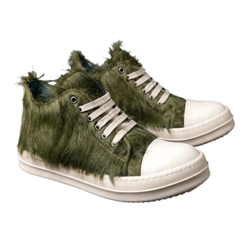 Rick Owens fluffy high-top shoes (green)
