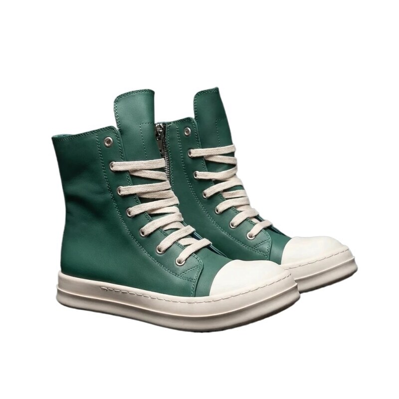 Rick Owens high-top retro green shoes