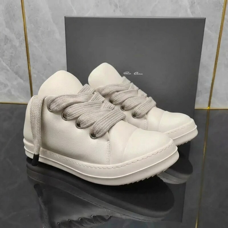 Rick Owens minimalist style white sneakers