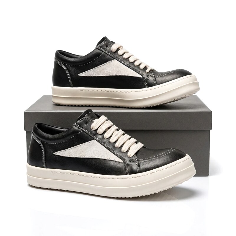 Rick Owens retro-style black and grey skate shoes