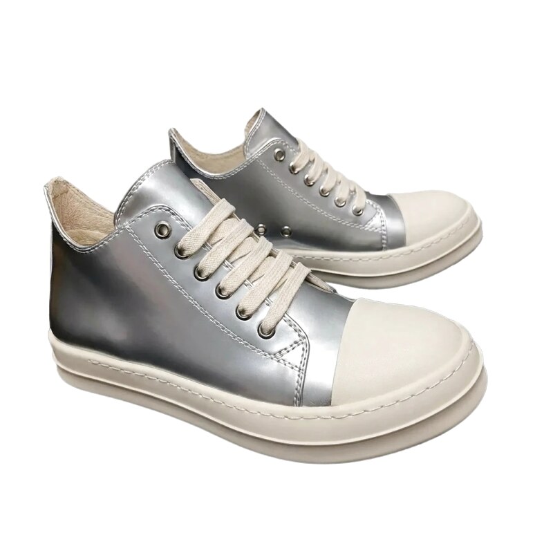 Rick Owens Silver High-Top Casual Shoes