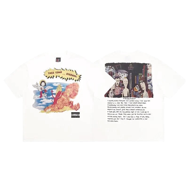SAINT Comic Print Street Style White T-Shirt
