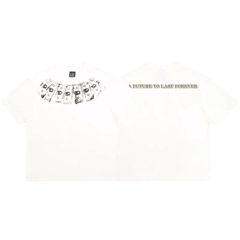 SAINT Dollar Bill Print Street Style White T-Shirt