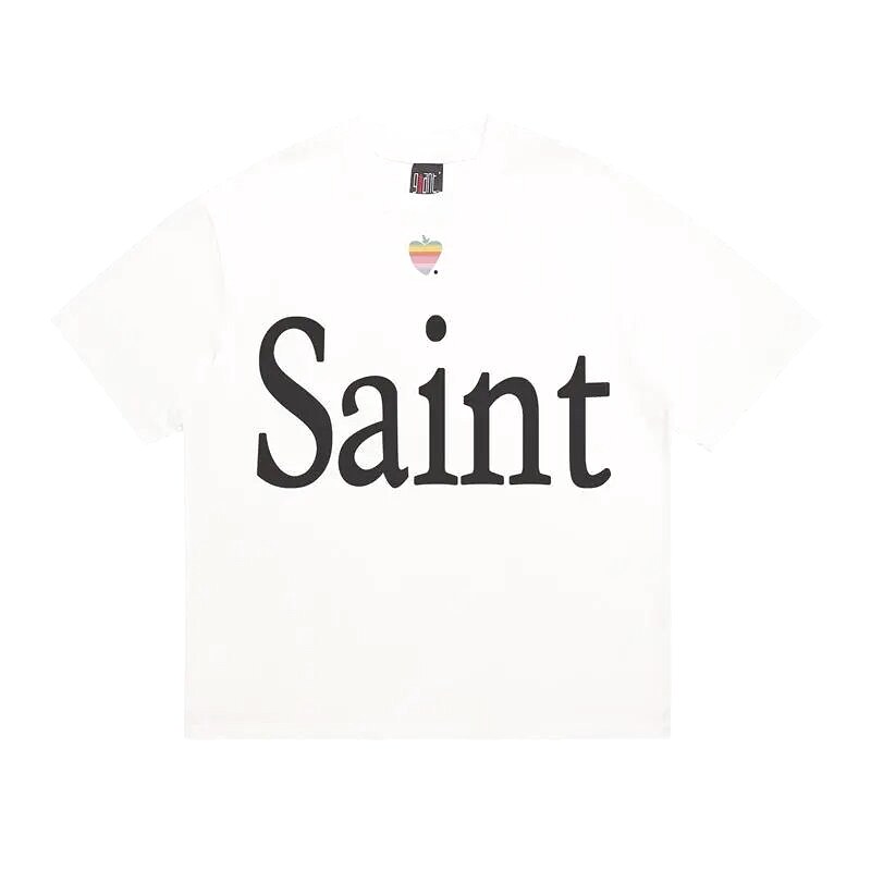 SAINT Letter Print Street Style Off-white T-shirt
