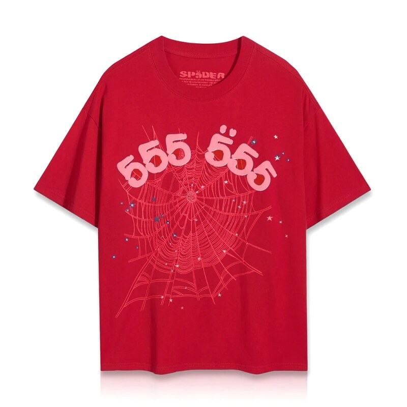 Sp5der 555 Series Trendy Red T-shirt