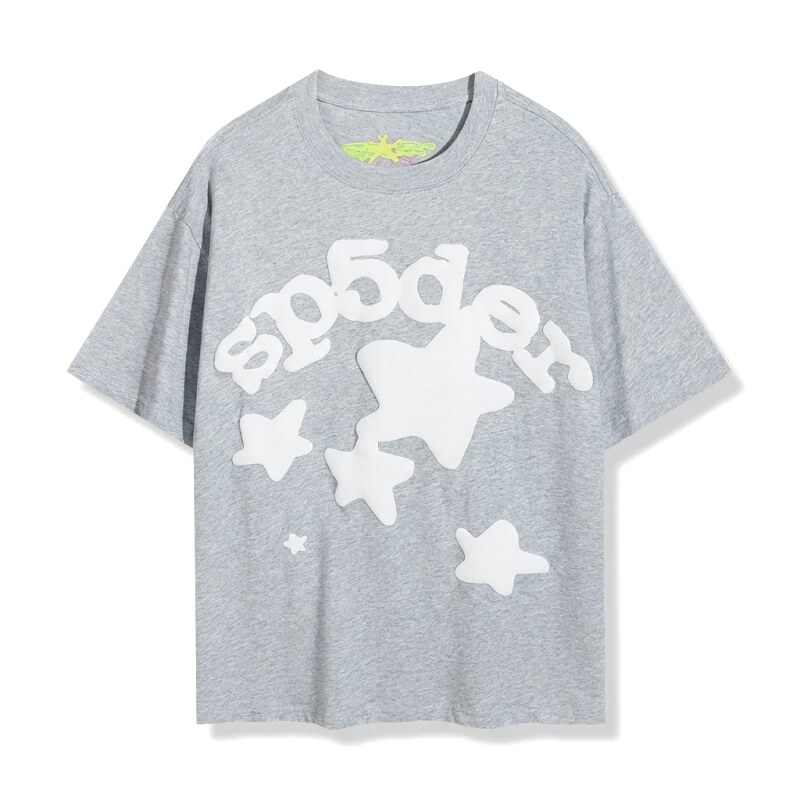 Sp5der Gray T-shirt with Star Print