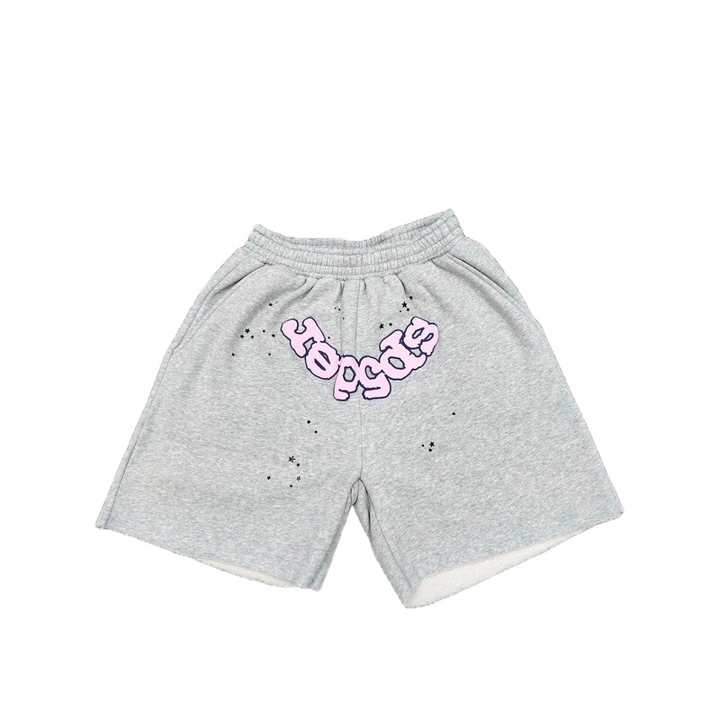 Sp5der Printed Street Style Grey Shorts
