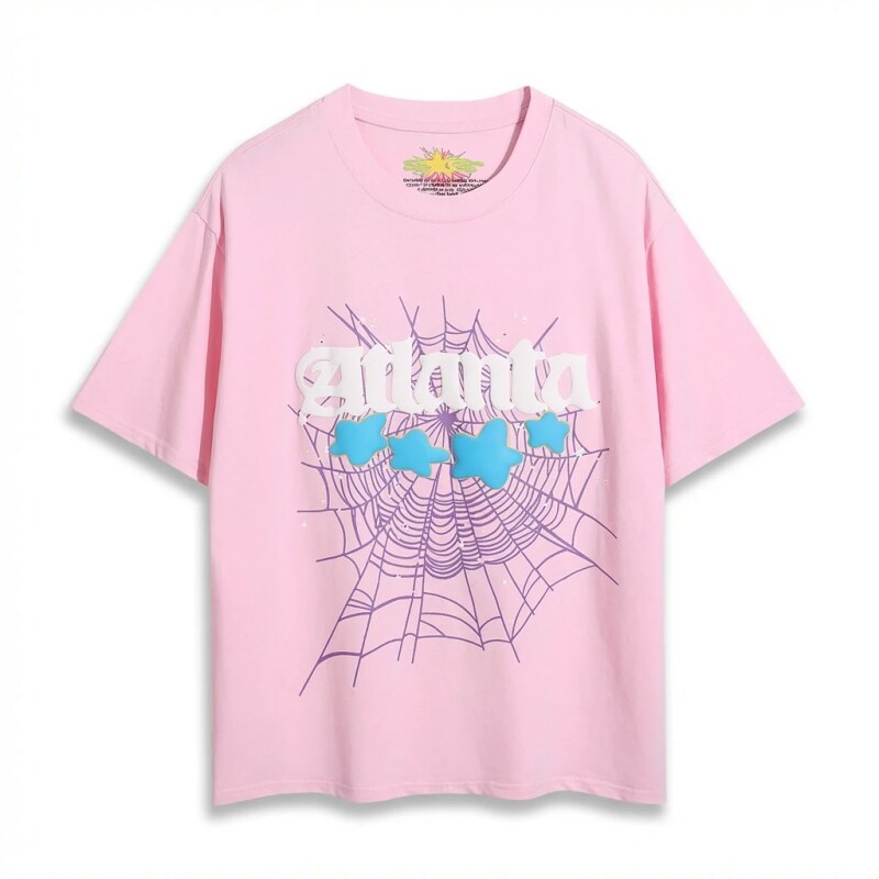 Sp5der Star Network Print Pink T-shirt