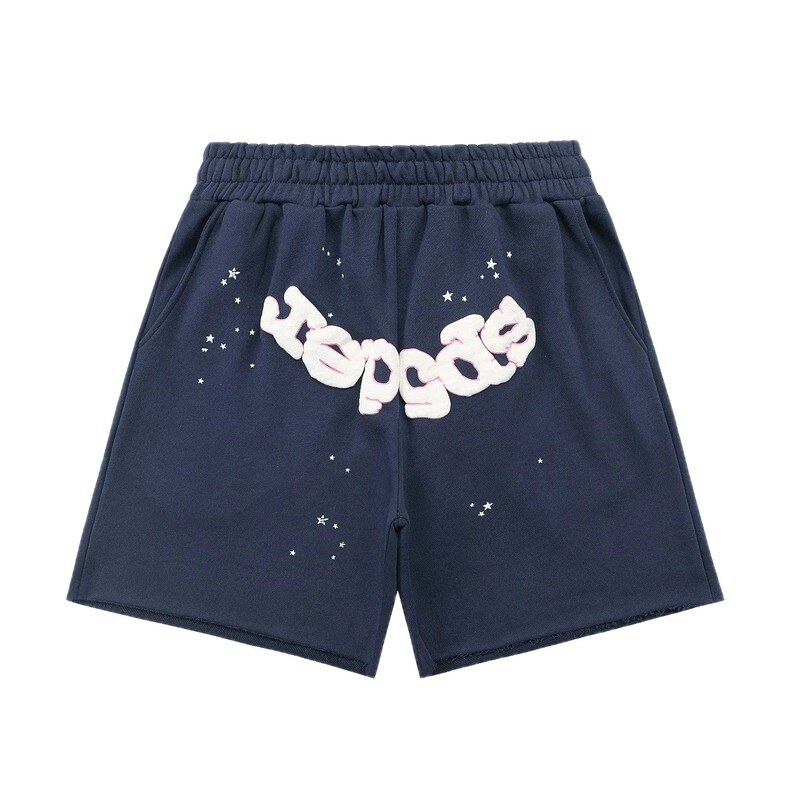 Sp5der Star Print Shorts (Navy Blue)
