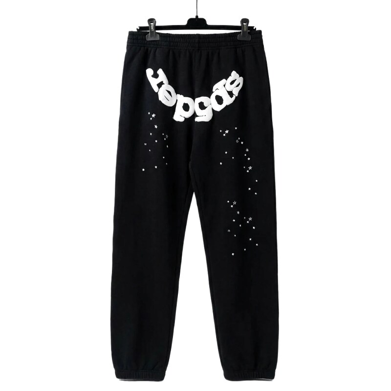 Sp5der Star Print Trendy and Cool Black Pants