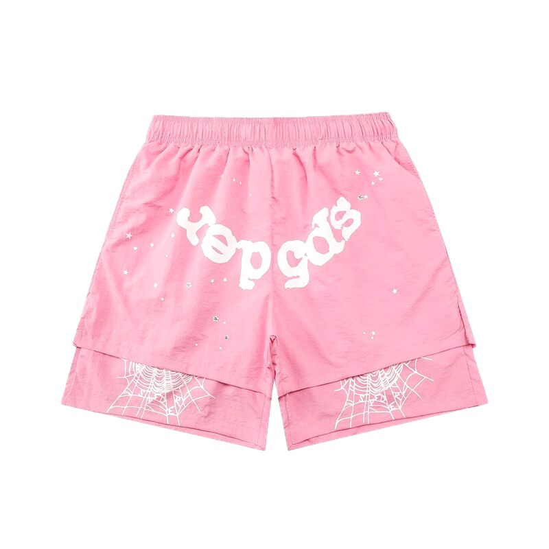 Sp5der star - printed pink shorts