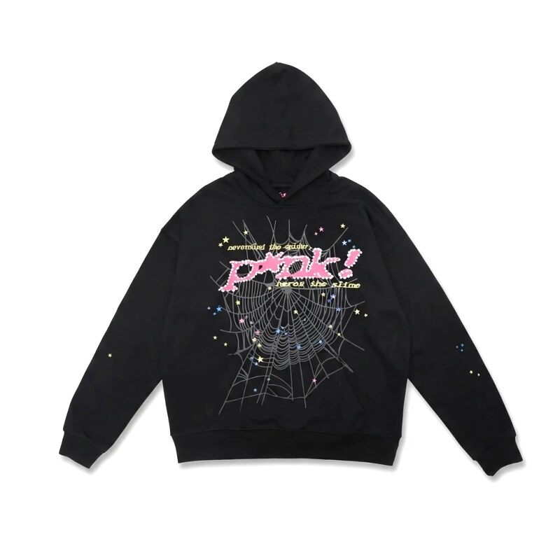 Sp5der Starry Web Style Black Hoodie