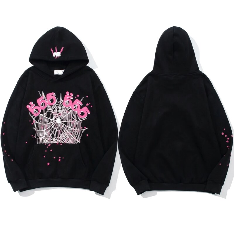 Sp5der Trendy Black Hoodie