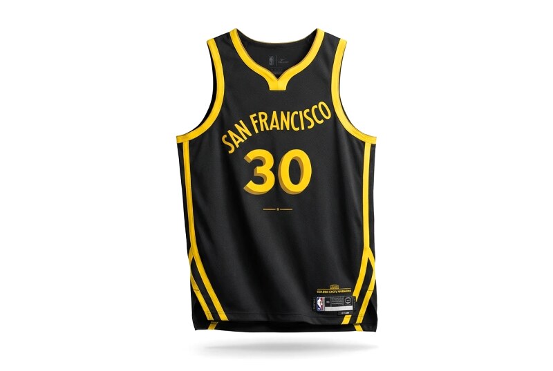 Stephenen Curry's black and yellow Warriors-style jersey