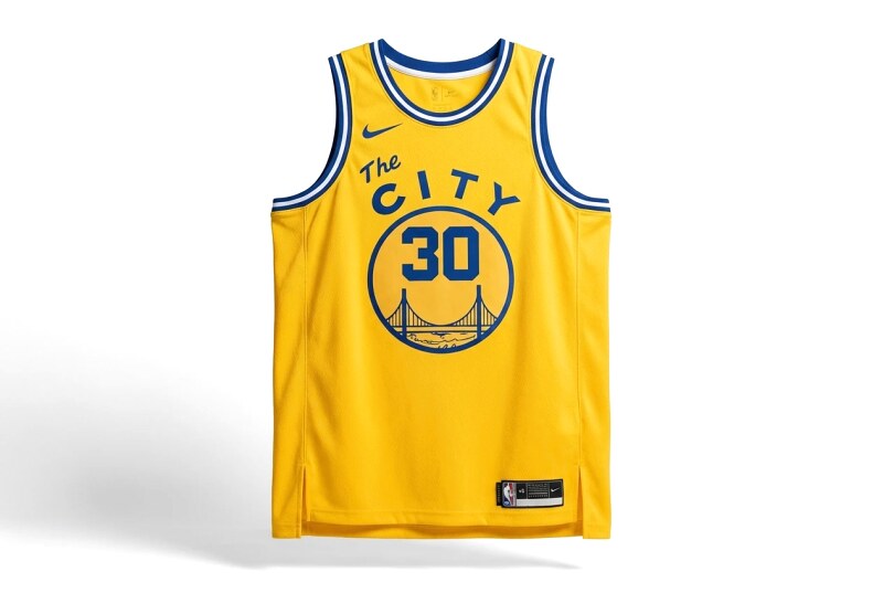 Stephenen Curry's No. 30 yellow basketball jersey.