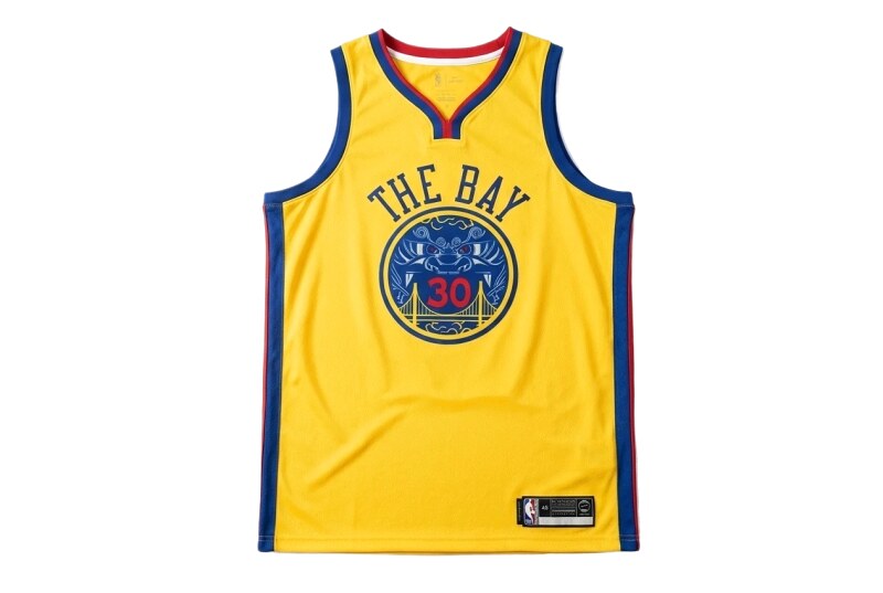 Stephenen Curry's yellow and blue retro-style jersey