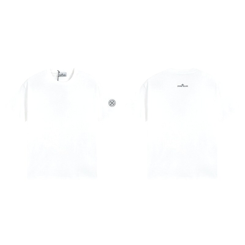 Stone Island Badge Minimalist Style White Short-sleeve T-shirt
