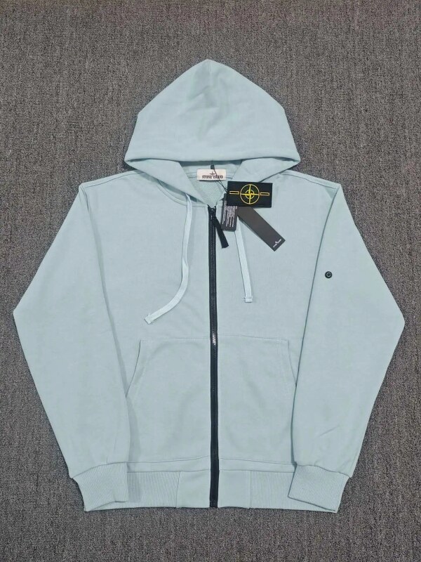 Stone Island Blue Zip Hoodie Gift Ready