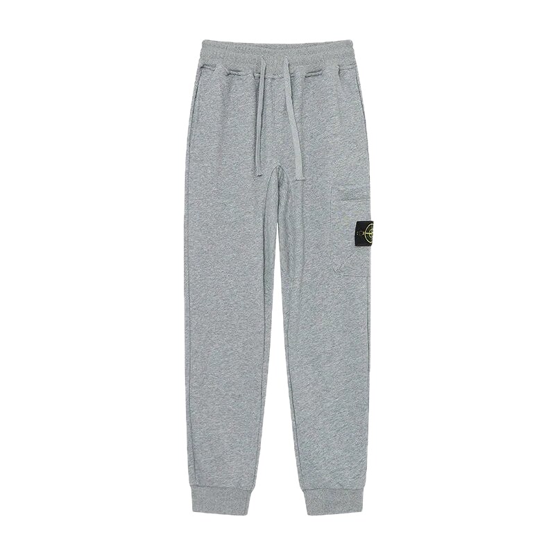 Stone Island Compass Logo Casual Light Grey Cuffed Sweatpants