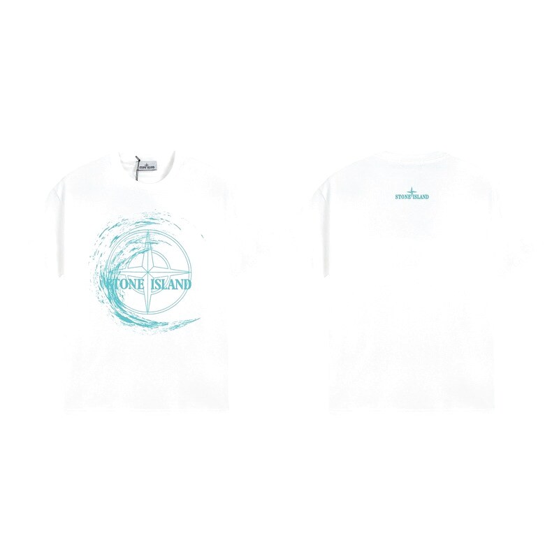 Stone Island Compass Print Street Style White T-Shirt