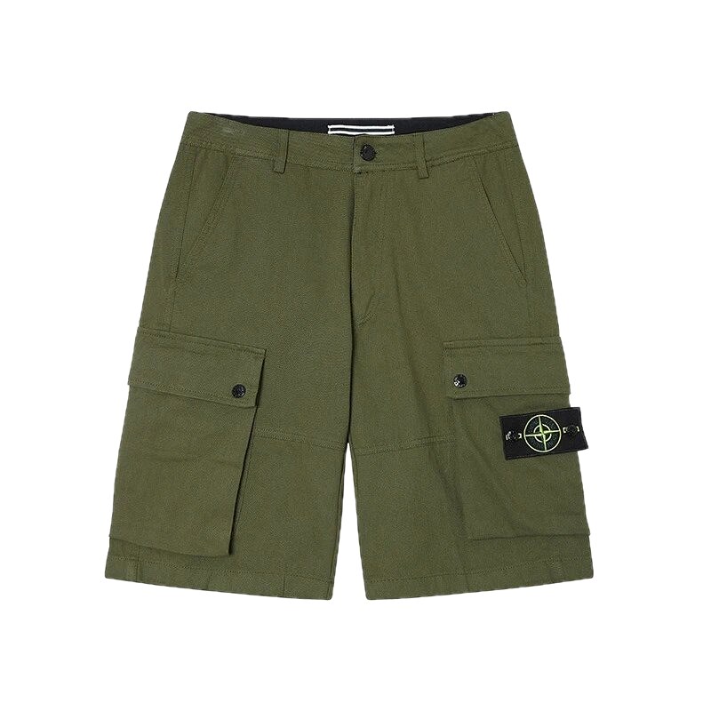 Stone Island Compass Workwear Style Army Green Cargo Shorts