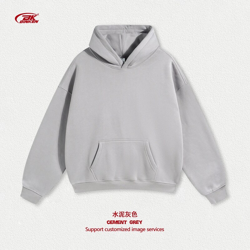 Streetwear Pullover hoodie Navy Blank Kangaroo with Practical Shape