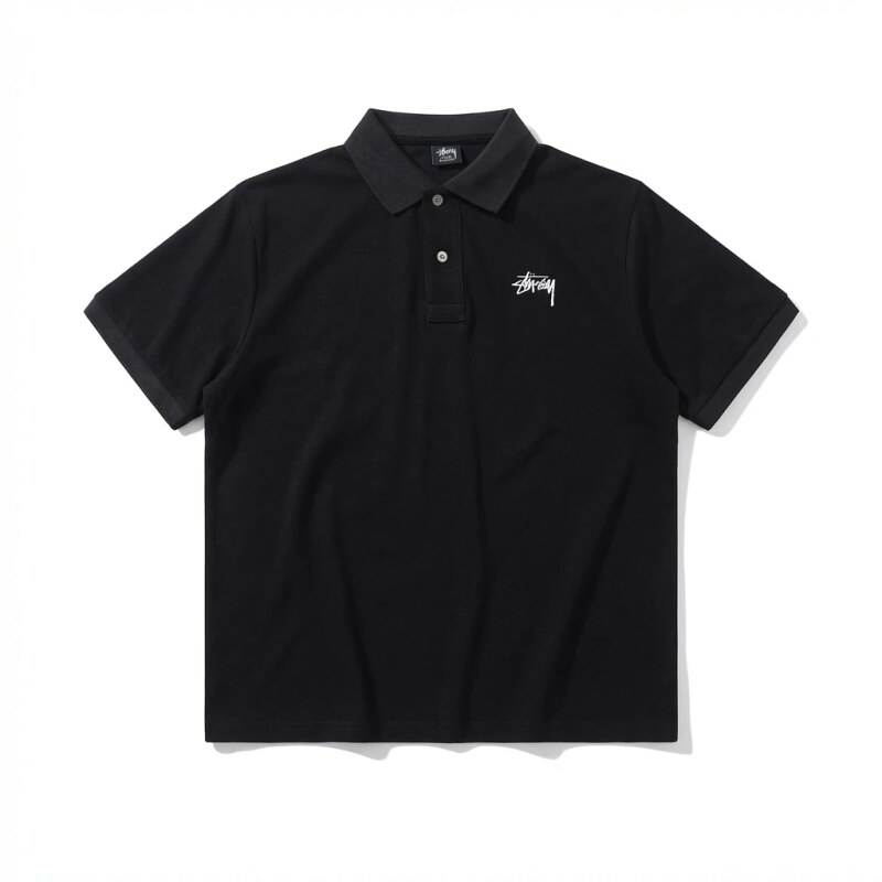 Stussy basic simple style black Polo shirt