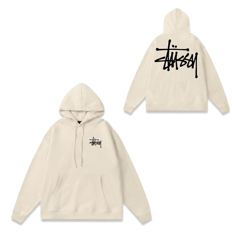 Stussy basic style minimalist beige hoodie