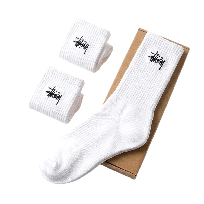 Stussy basic style simple white socks