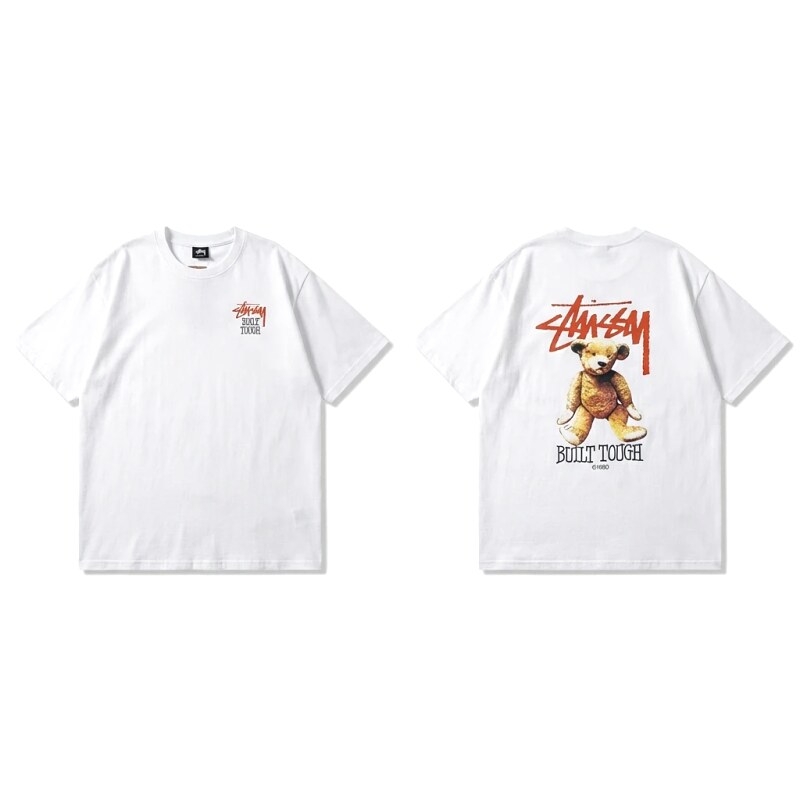 Stussy bear print white T-shirt