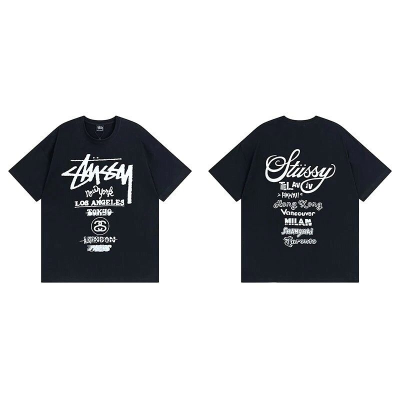 Stussy Black Spider Graphic T-Shirt Bold Graphic Logo