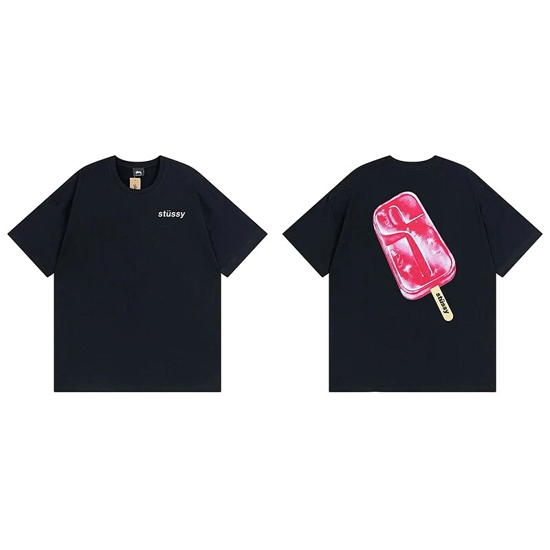 Stussy Black Spider Graphic T-Shirt Resort Wear Logo
